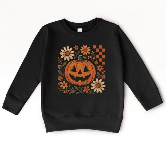 Pumpkin Floral Grunge - Toddler Graphic Sweatshirt and Youth Graphic Sweatshirt