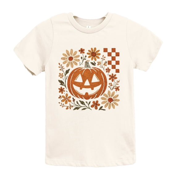 Pumpkin Floral Grunge - Youth Short Sleeve Graphic T-Shirt and Toddler Short Sleeve Graphic T-Shirt