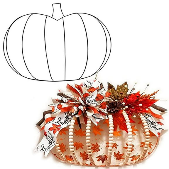 Pumpkin Floral Wreath Fall Metal Wire Pumpkin Wreaths for Craft window and door Holiday Home Decoration
