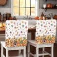 thumbnail image 1 of Pumpkin Flower Chair Covers Set of 8 Fall Fallen Leaves Chair Back Covers Stretch Removable Washable Slipcovers Protector for Dining Room Kitchen Party Decor, 1 of 5