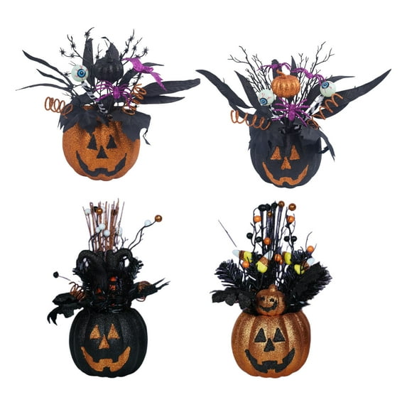 Pumpkin Flowerpot Halloween Pumpkin Lantern Decor - Resin Hollow Pumpkin Tabletop Decorations Indoor Tabletop Lantern Ornaments, Shelf Mantel, Porch - Spooky Gothic Fall & Halloween Party Supplies