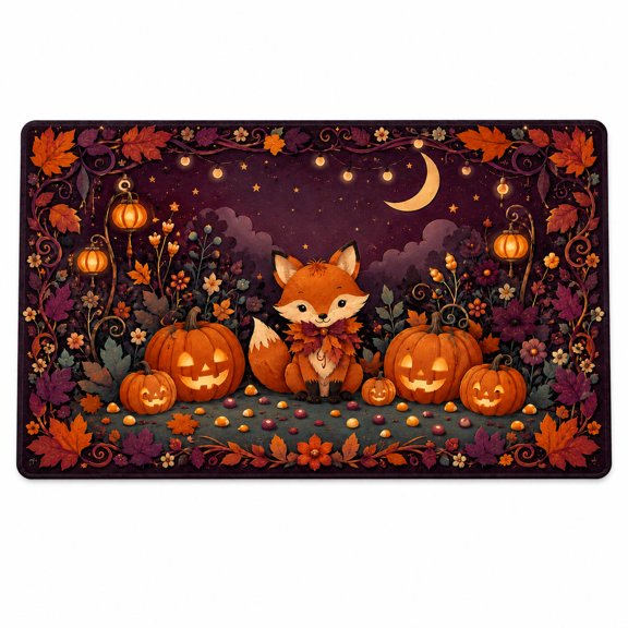 Pumpkin Fox Moonless Garden Rectangle Rug for Reading Nook Halloween