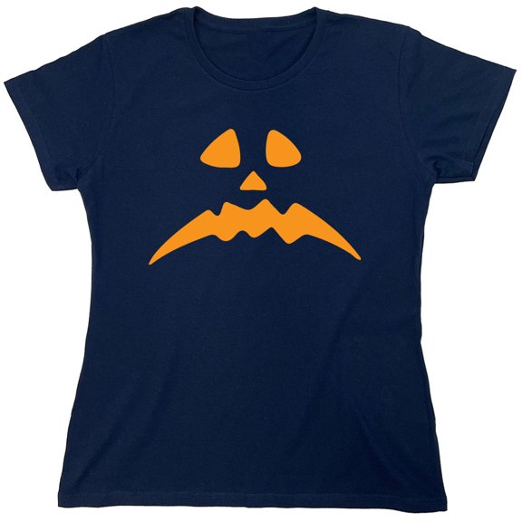 Pumpkin Frown Sarcastic Humor Novelty Funny Women's Casual Tees