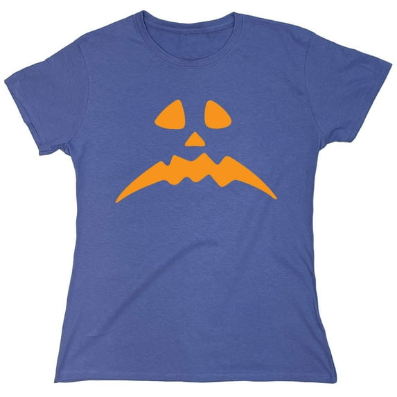 Pumpkin Frown Sarcastic Humor Novelty Funny Women's Casual Tees
