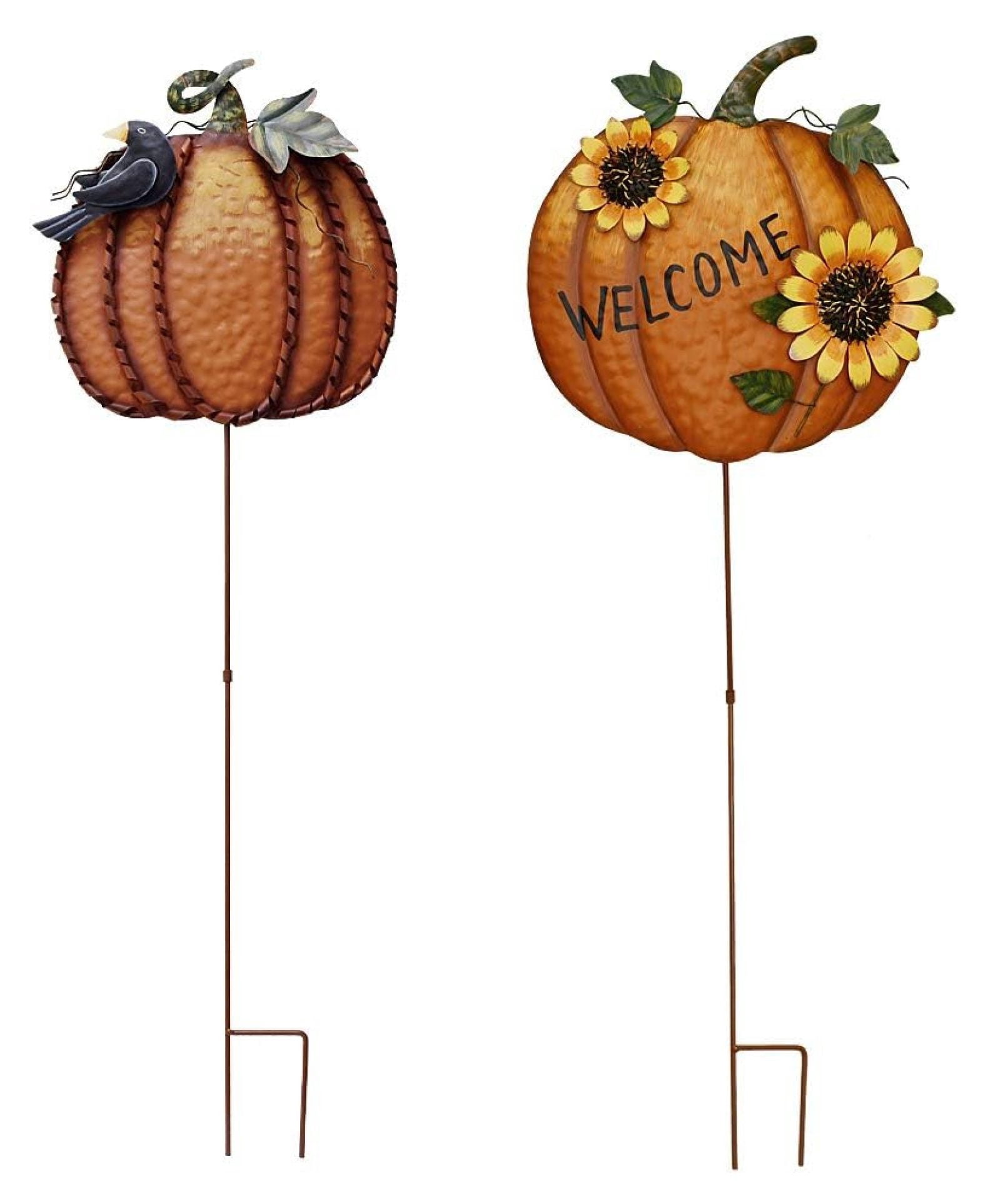 Pumpkin Garden Stake Metal Welcome Sign Fall Decor, Decorative Pumpkin ...