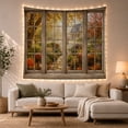 thumbnail image 1 of Pumpkin Garden View Through Wooden Window, Nostalgic Rustic for Autumn Lovers, Harvest Landscape Artwork, Thanksgiving Gift Tapestry Wall Hanging for Living Room and Bedroom, 1 of 4