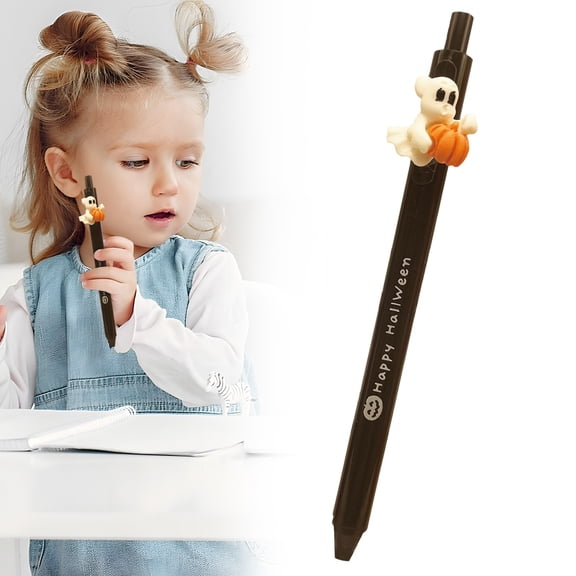 Pumpkin Gel Pen Retractable Fine Point Writing Pen Novelty Signature Pen for Office Desk Use,Black,1PC