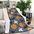 thumbnail image 1 of Pumpkin Ghost Bat Halloween Pattern Blanket,Comfortable Soft Flannel Throw Blanket,All Season,Warm Lightweight Blankets for Sofa Bed Couch Living Room Chair,60"x80", 1 of 4