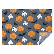 Pumpkin Ghost Bat Halloween Pattern Rectangle Tablecloth 60"x84",Waterproof Polyester Rectangle Table Cloth, Wipeable Spillproof Polyester Tablecloth for Dining, Camping, Indoor and Outdoor