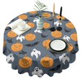 thumbnail image 1 of Pumpkin Ghost Bat Halloween Pattern Round Tablecloth 60"x60",Wrinkle Wipeable Table Cloth for Kitchen Dining Room Picnic Patio Party, 1 of 6