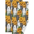 thumbnail image 1 of Pumpkin Ghost Funny Hand Towels for Bathroom, Autumn Harvest Kitchen Towel 2 PCS Ultra Soft and Highly Absorbent Decorative Fingertip Face Bath Towels for Spa & Hotel, 28.3"x 14.4", 1 of 4