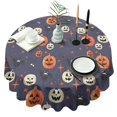 thumbnail image 1 of Pumpkin Ghost Halloween Pattern Round Tablecloth 60"x60",Wrinkle Wipeable Table Cloth for Kitchen Dining Room Picnic Patio Party, 1 of 6