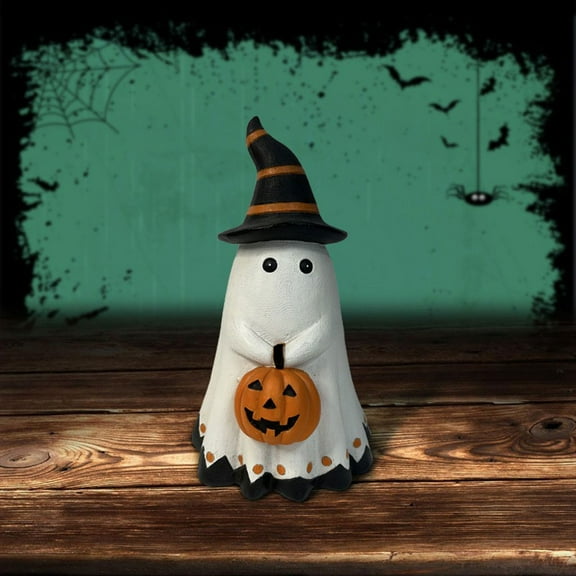 Pumpkin Ghost Halloween Statue - Resin Ghost Figures with Pumpkin Shape, 2024 Novelty Decor for Centerpieces, Indoor Display, and Spooky Party Gifts