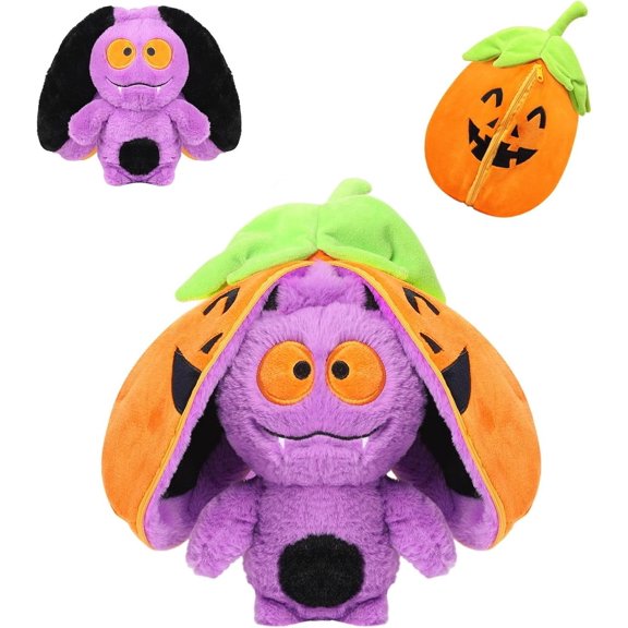 Pumpkin Ghost Rabbit Plush Toy 2-in-1 Transformable Halloween Decor Gift for Little Fans