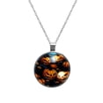 thumbnail image 1 of Pumpkin Glass Circular Pendant Necklace | Stylish Glass Design Pendant Necklaces, 1 of 5