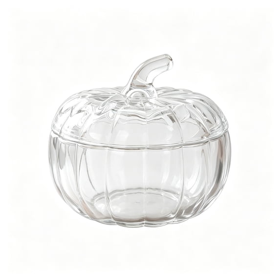 Pumpkin Glass Fruit Bowl With Lid Multipurpose Storage Jar for Fall Halloween Thanksgiving Decor
