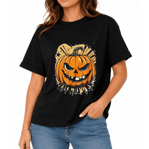 Pumpkin Graphic T-Shirt for Men and Women, Spooky Season Casual Short Sleeve Tee