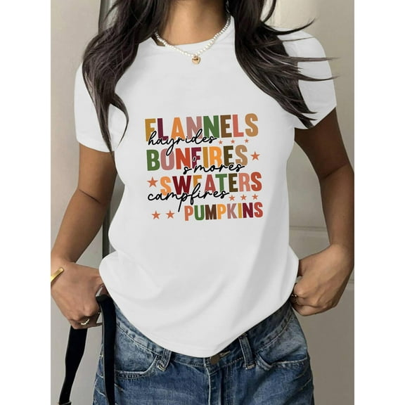 Pumpkin Graphic Tee Seasonal T-Shirt Top Cozy Design Casual Short Sleeve Cotton Shirt White S-5XL
