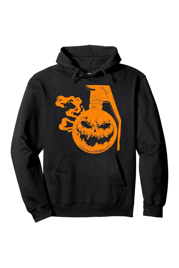 Pumpkin Grenade Funny Halloween Pullover Hoodie