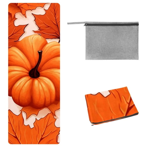 Pumpkin Gym Towel with Storage Bag, 72.8"x26.8" - Suitable for Yoga, Pilates, Fitness - Yoga Blankets, Yoga Towel, Yoga Towels