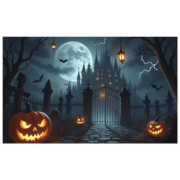 Pumpkin Halloween Banner Spooky Mansion Decoration Gothic Theme for Halloween Party Haunted House Event Night Celebration