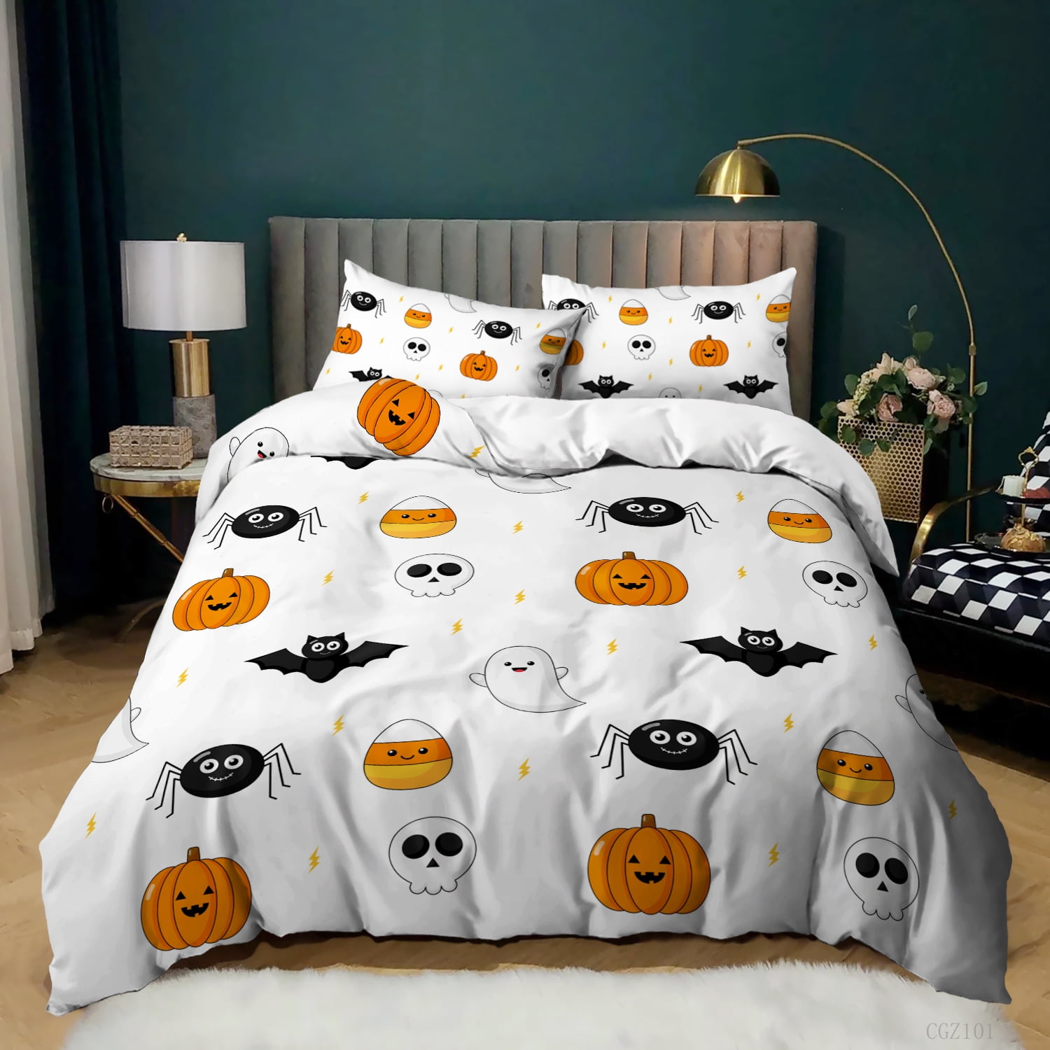 Pumpkin Halloween Comforter Cover Cartoon Ghost Bedding Set Pumpkin