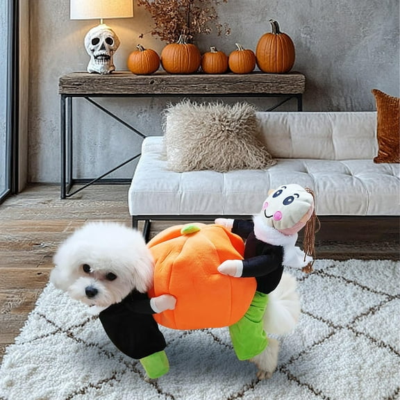 Pumpkin Halloween Costume for Dogs - Adjustable Pet Pumpkin Outfit, Funny Fall & Party Dress for Small & Medium Dogs (SIZE S)