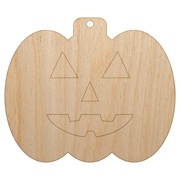 Pumpkin Halloween Fall Harvest Solid Wood Holiday Christmas Tree Ornament Unfinished DIY Pre-Drilled Craft