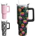 thumbnail image 1 of Pumpkin Halloween Gifts for Women Men, Horror Pumpkin Face Stainless Steel Insulated Travel Coffee Cup, 40 Oz Tumbler with Handle and Straw, Holiday Birthday Water Bottle, 1 of 1