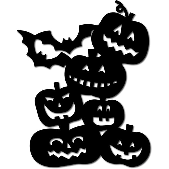 Pumpkin Halloween Wooden Wall Art Decor Wood Sign Laser Cut Basswood Silhouette Decorative Hanging Sculpture for Living Room Kitchen Home Shops Wall Door Farmhouse Gift Black 11.81x9.45Inch DIY