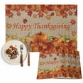 thumbnail image 1 of Pumpkin Happy Thanksgiving Placemats Set of 4 Fall Maple Leaf Brown Linen Heat Insulated Linen Place Mats, Washable Stain-Proof Table Mats for Dining Tables Holiday Decor 13x19inch, 1 of 9