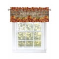 thumbnail image 1 of Pumpkin Happy Thanksgiving Valances for Windows Fall Maple Leaf Brown Wood Kitchen Valance Curtain Rod Pocket Small Curtains for Cafe Bathroom Laundry Basement 60" x 18", 1 of 8
