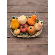 Pumpkin Harvest Candles Basket set of 7