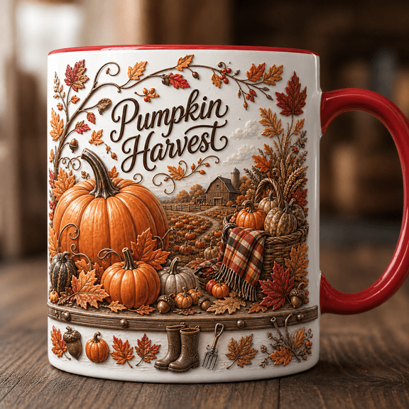 Pumpkin Harvest Ceramic Coffee Mugs Fall Leaves for Autumn Kitchen & Gifts 11 oz 15 oz