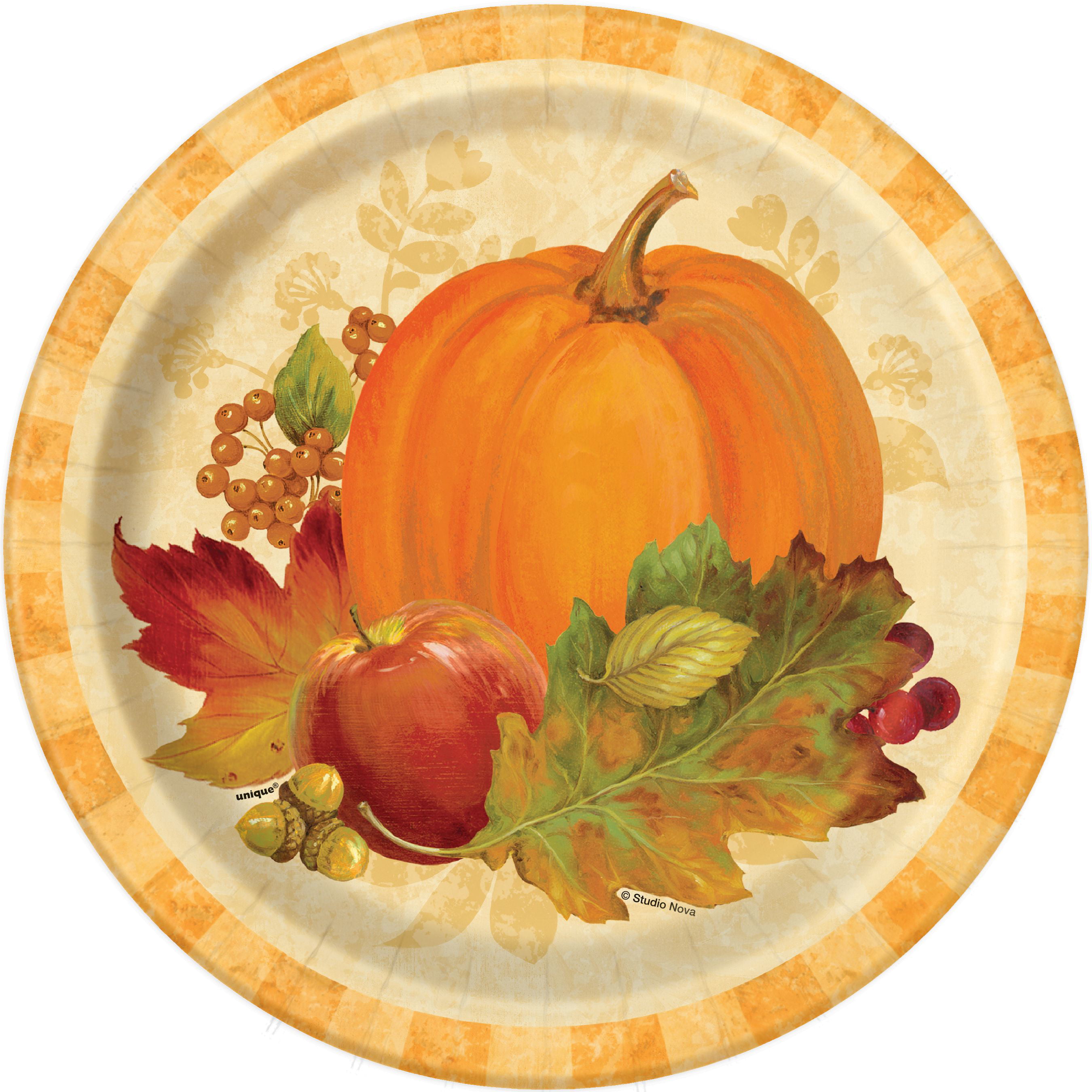 50 PCS Pumpkin Paper Plates 9 Inch Fall Thanksgiving Party Plates Farmhouse  Buff