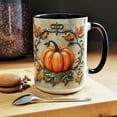 thumbnail image 1 of Pumpkin Harvest Mug Rustic Fall Coffee Cup with Leaves Ornate Farmhouse Design Seasonal Ceramic, 1 of 4