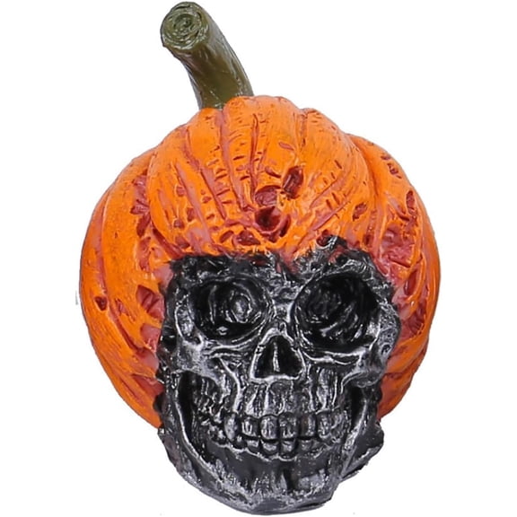 Pumpkin Hat Skull Decoration,Halloween Pumpkin Skull for Haunted Houses,Resin Skull Pumpkins Set Decoration for Yard Patio Haunted House (Style B)