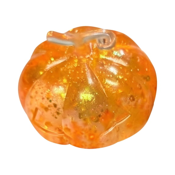 Pumpkin Head Shape Slow Rising Squishy Stress Relief Ball with Glitter Inside for Adults Halloween Office Calming Decompression Fidget Soft Material Gift (Orange)