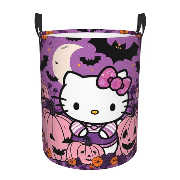 Pumpkin Hello Kit ty Portable Laundry Basket – Oxford fabric, sturdy handles, foldable design for easy storage – Laundry basket