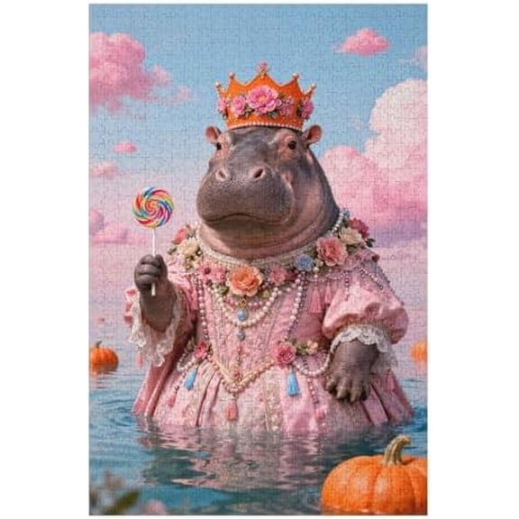 Pumpkin Hippo Elf 500 Piece Jigsaw Puzzle for Adults, Joyful Halloween Artwork, Colorful DIY Puzzle, Challenging Family Activity, Fun Holiday Decor, Relaxing Game Night, Perfect Home Gift