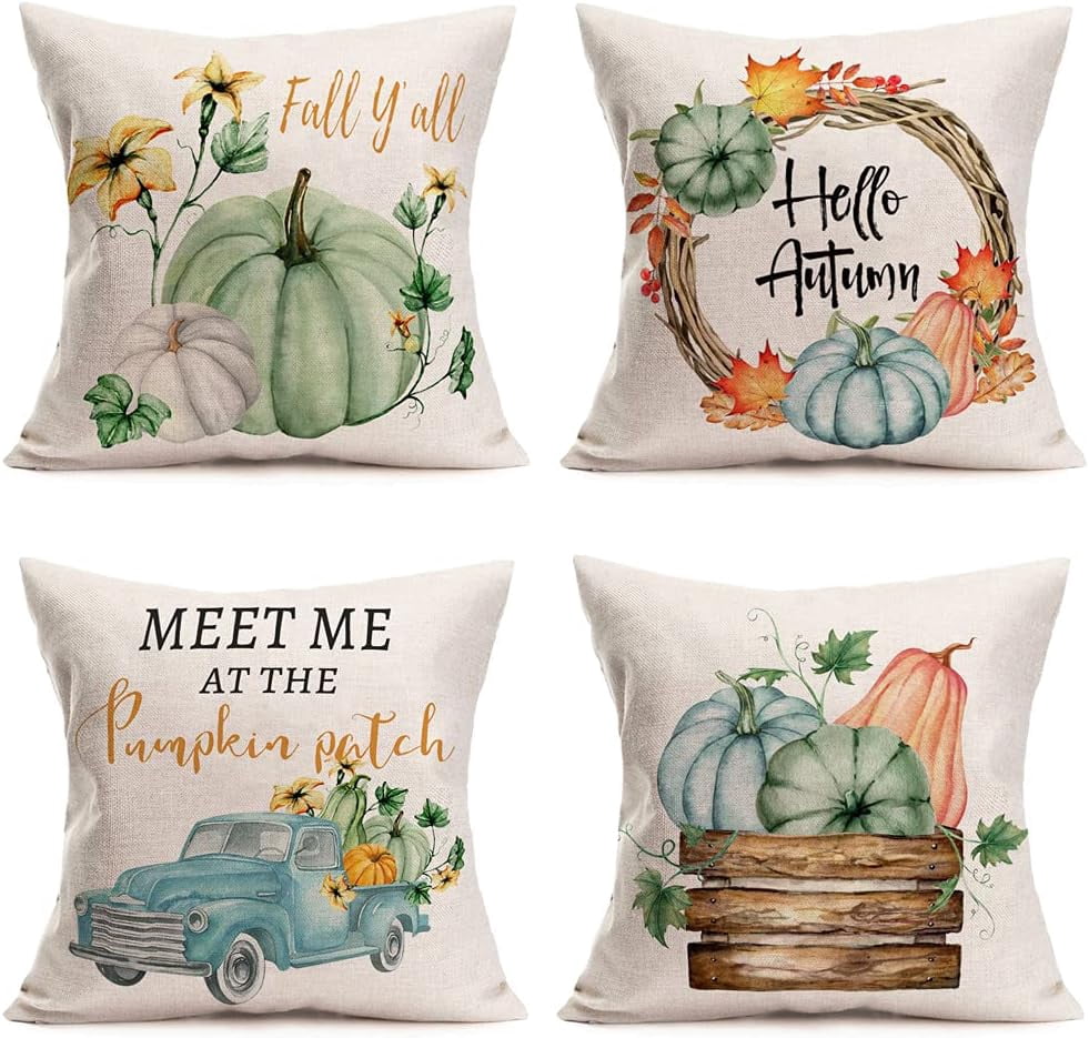 Pumpkin Home Fall Decor Throw Pillow Covers 20x20 Inch Set of 4 Autumn ...