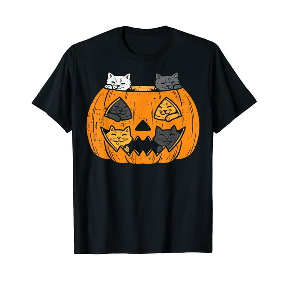 Pumpkin Jack O Lantern Cats Kitten Cute Halloween Men Women Girl T-Shirt