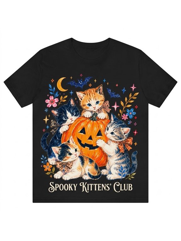 Pumpkin Jack O Lantern Halloween Cat Black T Shirt Gift For Friends