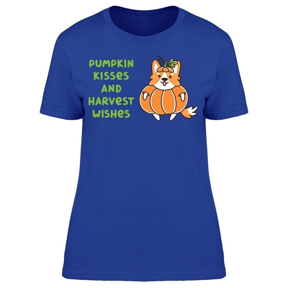 Pumpkin Kisses, Harves Wishes! T-Shirt Women -Image by Shutterstock, Female Large