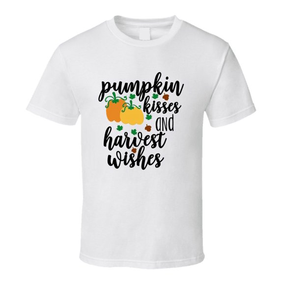 Pumpkin Kisses & Harvest Wishes Tee Cool Fall Novelty Autumn T Shirt