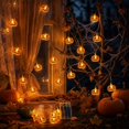 thumbnail image 1 of Pumpkin LED String Lights with Warm White Bulbs, Battery Operated Halloween Garland for Mantel, Porch, Window, Table, Bedroom, Party, Fall Harvest and House Decor, Brown3, 1 of 7