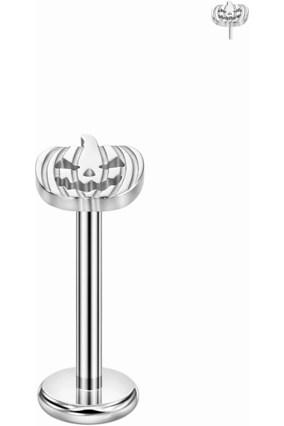 Pumpkin Labret Quality Studs Threadless Push Pin Earrings 316L Surgical Steel Piercing Jewelry[n518]