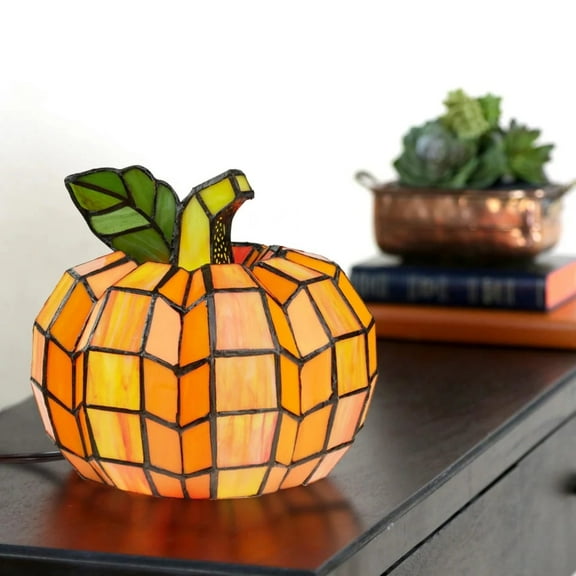 Pumpkin Lamp Tiffany Style, Table Lamp Halloween Decorations, Halloween Ornaments, Night Light for Bedside & Living Room, Autumn/Fall, Perfect Halloween Gift Thanksgiving Day Gift