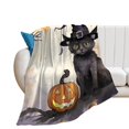 thumbnail image 1 of Pumpkin Lantern Black Cat Blanket Lightweight Cozy Couch Bed Super Soft And Microfiber Throws Blankets for All Seasons, 1 of 8