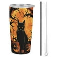 thumbnail image 1 of Pumpkin Lantern Black Cat Tumbler Print 20oz Stainless Steel Coffee Cup with Lid & Straw Double Wall Insulated Tumbler, 1 of 8